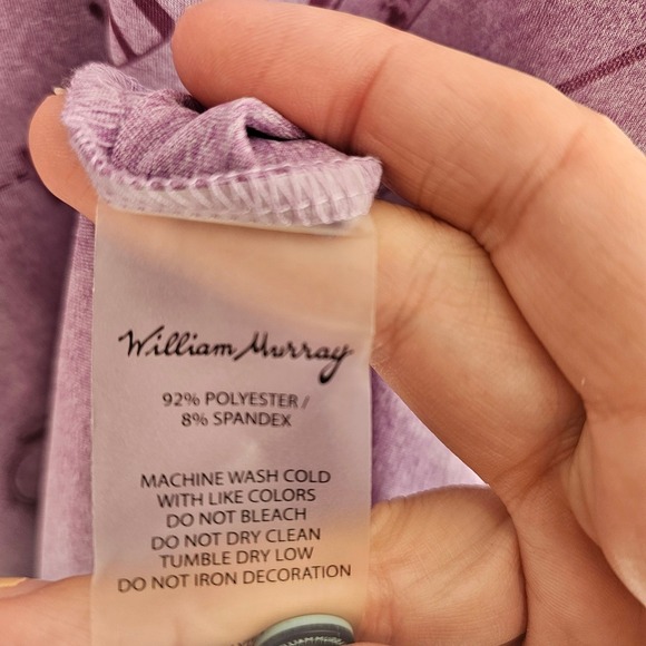 William Murray L Polo Shirt Purple Short Sleeve Groundhog Day Novelty Print Golf - Picture 8 of 8